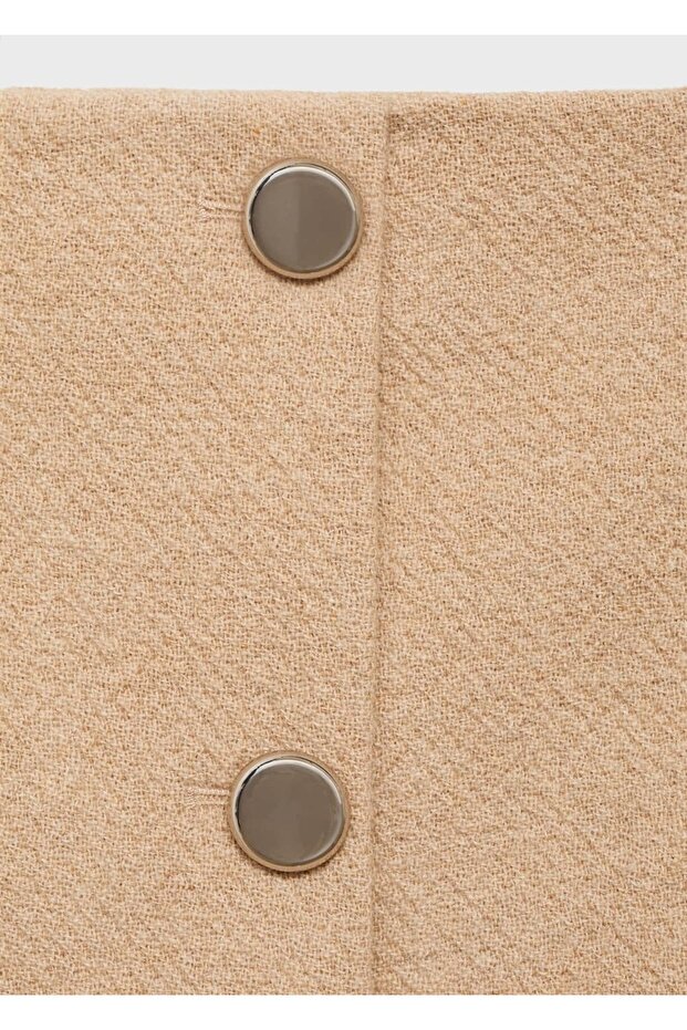 Düğme Detaylı Mini Etek - 8