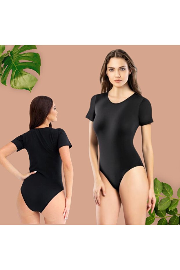 Women's Half Sleeve Round Neck Snap Fastener Combed Cotton Bodysuit 6.1.Cl.Vr8.2Kt