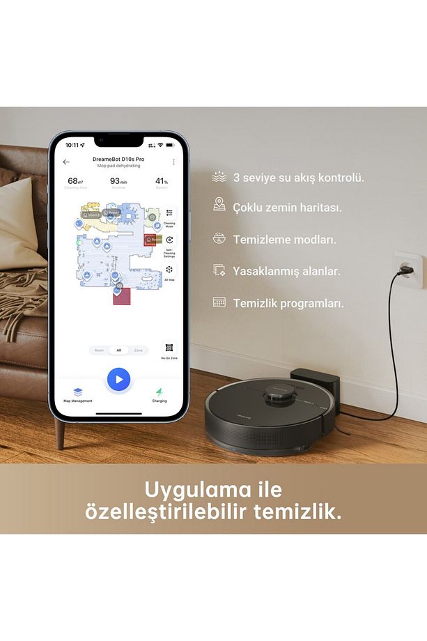 EV D10s Pro, Robot Elektrikli Süpürge, Action AI, 5000Pa, 280 dakika pil ömrü, 5000 PA - 6