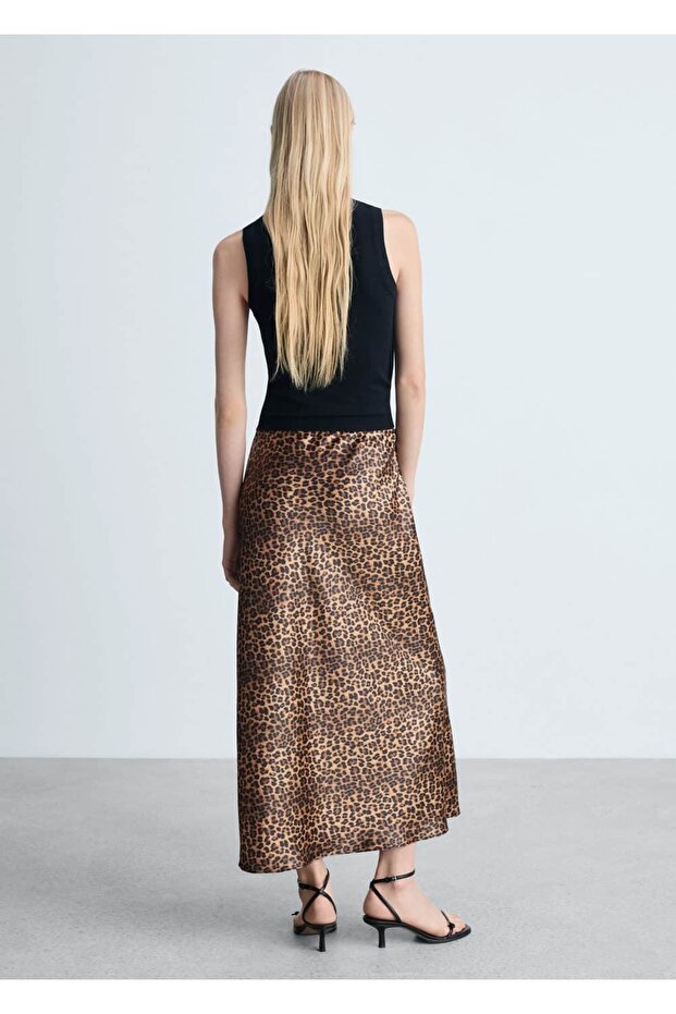 Fustă din satin cu model leopard - 4