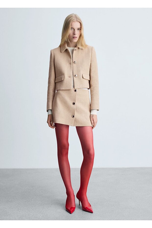 Düğme Detaylı Mini Etek - 2