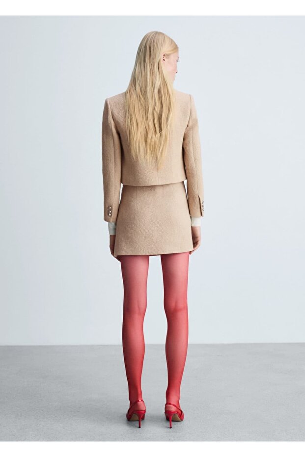 Düğme Detaylı Mini Etek - 4