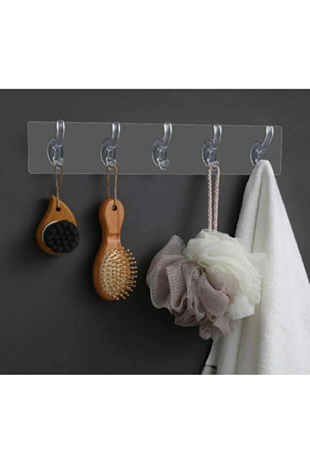 4 Adet Kendinden Güçlü Yapışkanlı Şeffaf Duvar Askısı & Banyo & Mutfak & Ofis - 6