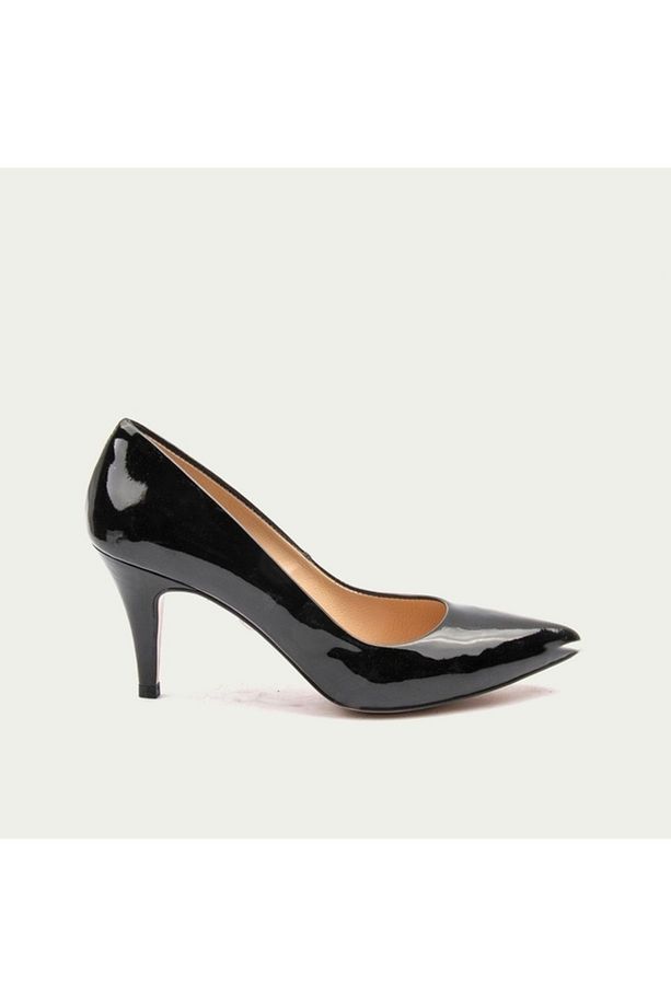 Siyah Rugan Hakiki Deri Kadın Stiletto [50680] - Ince Topuklu - 1