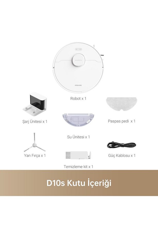 D10S Robot Süpürge, LDS navigasyon ve 5000Pa emiş gücü, 280 DK ÇALIŞMA , 51 DB  BEYAZ - 1