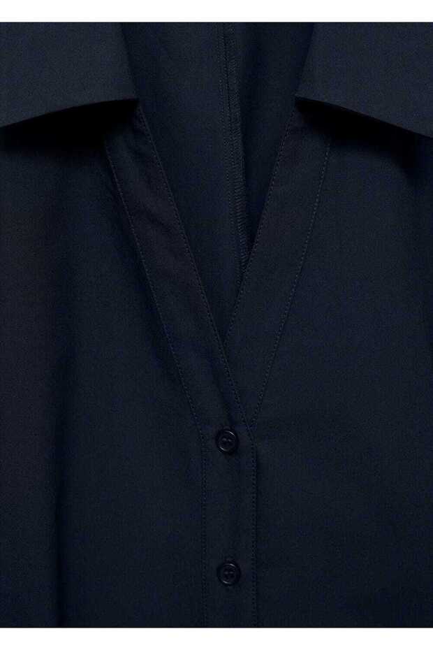 Kuşaklı gömlek elbise - 7