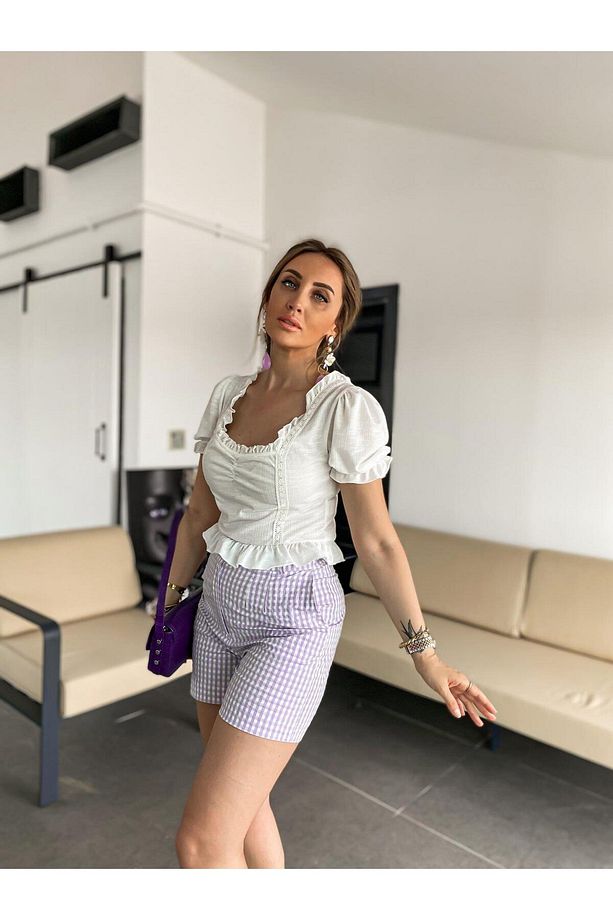 Lila Pötükare Şort - 4