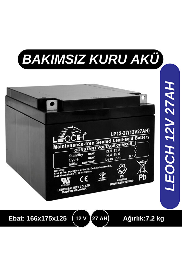 12v 27ah Kuru Tip Akü