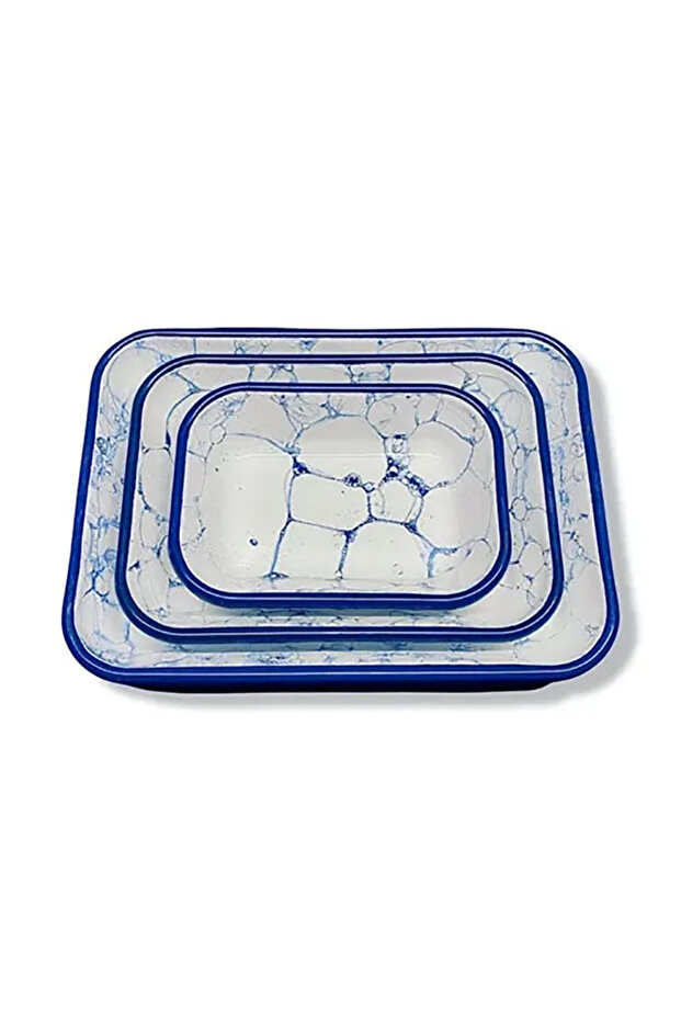Bubble Patterned Cobalt Appetizer Plate Set with Cobalt Cord (3 Pieces) - 2