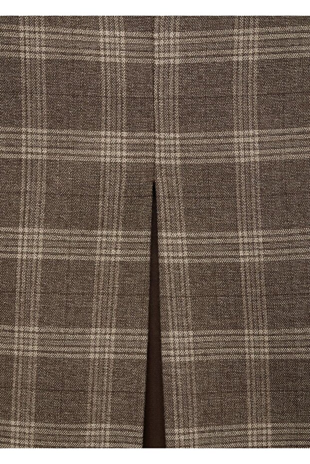 Plaid Skirt with Slits - 7