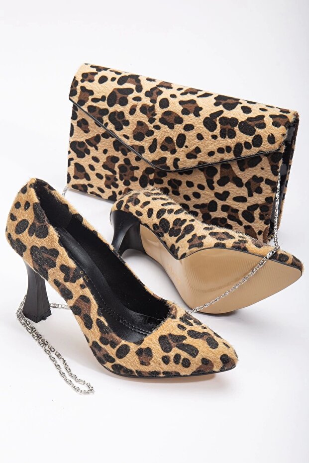 Leopard Patterned Goblet Heeled Stiletto Combination - 2