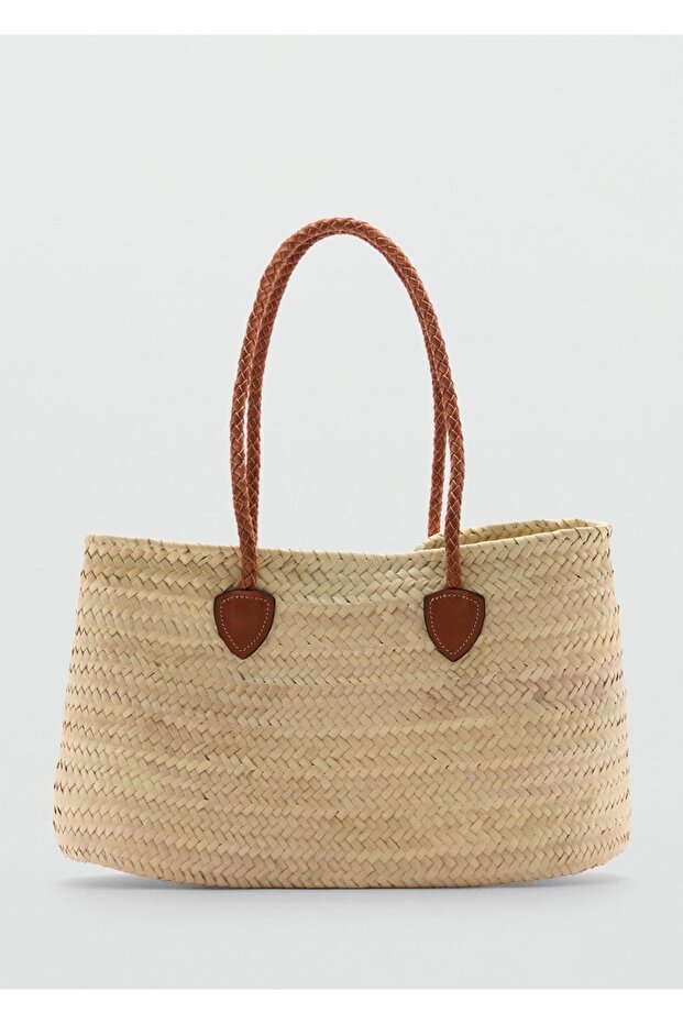 Deri saplı doğal elyaf çanta - 3