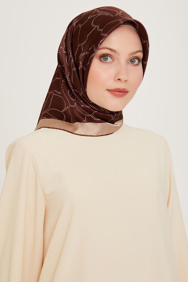 İpek Eşarp 2025 Kış - 9222-85 Kahve Twill - 1