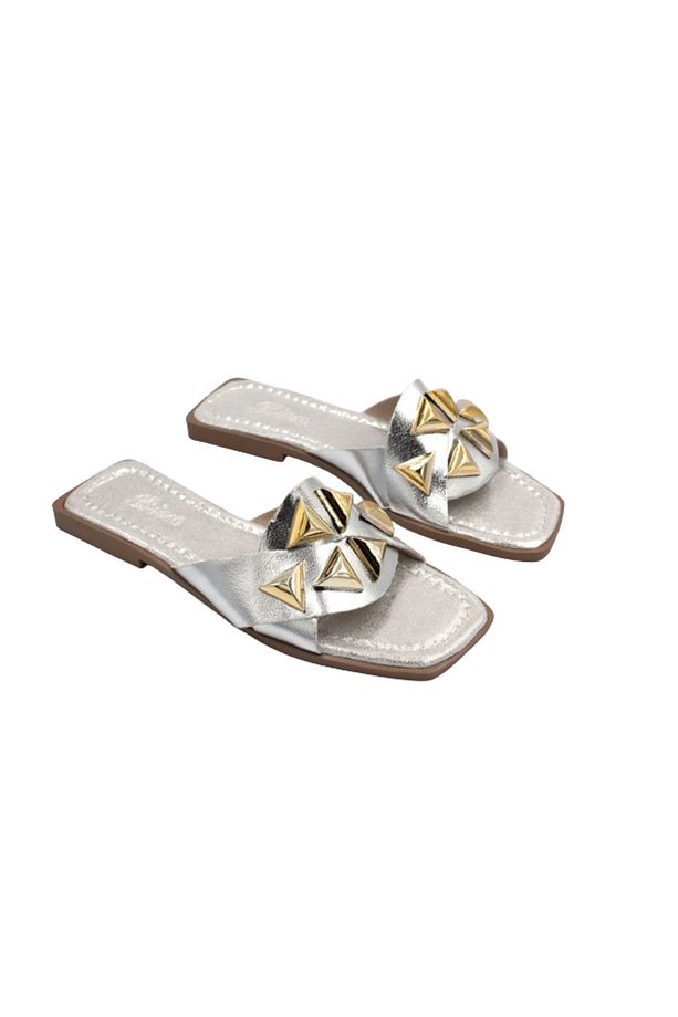 (Oc Shoes) Toroklu Günlük Kadın Terlik GUMÜŞ - 2