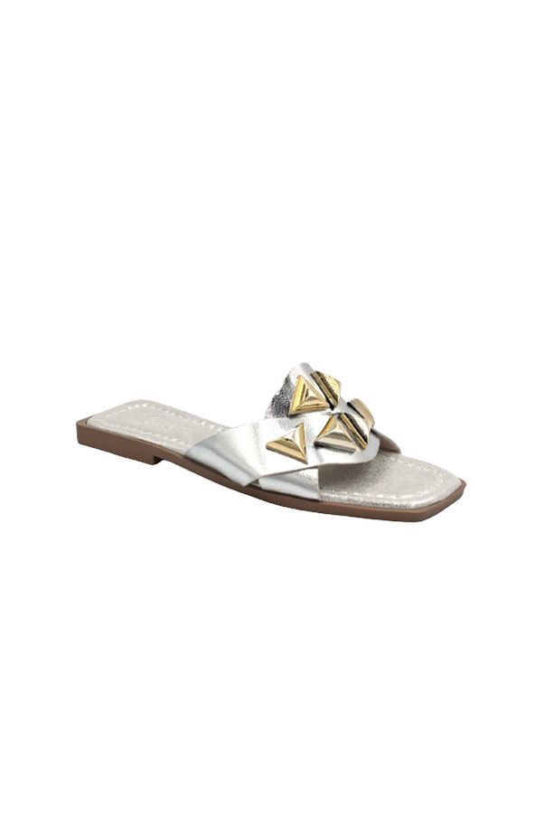 (Oc Shoes) Toroklu Günlük Kadın Terlik GUMÜŞ - 3