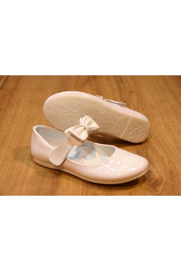 Eylül Bow Tie Cirl Thermo Non-Slip Sole Girls' Ballerina Shoes White