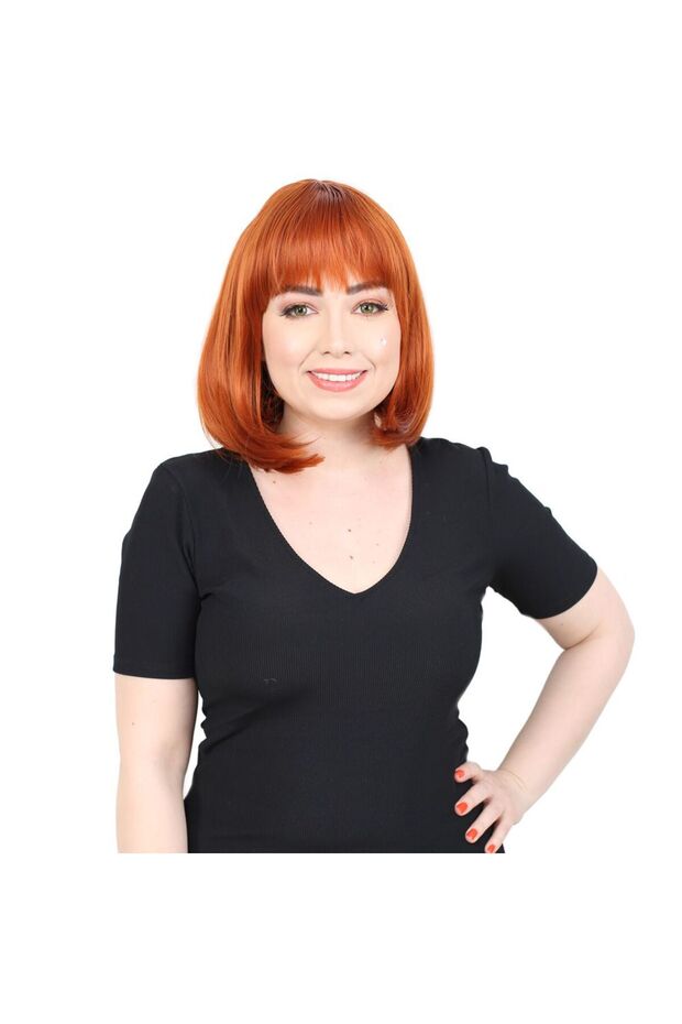 Fiber Sen Wig with Flat Bangs / Copper - 1