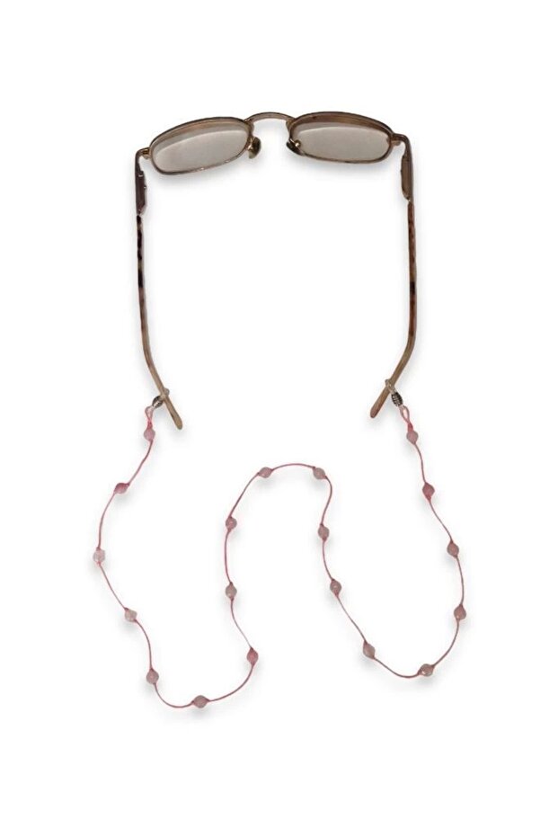 Natural Pink Quartz Stone Glasses Rope 129-5