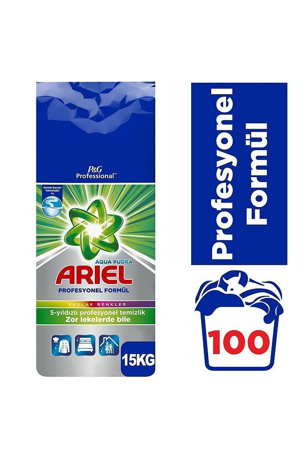 Professional Toz Çamaşır Deterjanı Parlak Renkler 15 Kg 100 Yıkama - 1