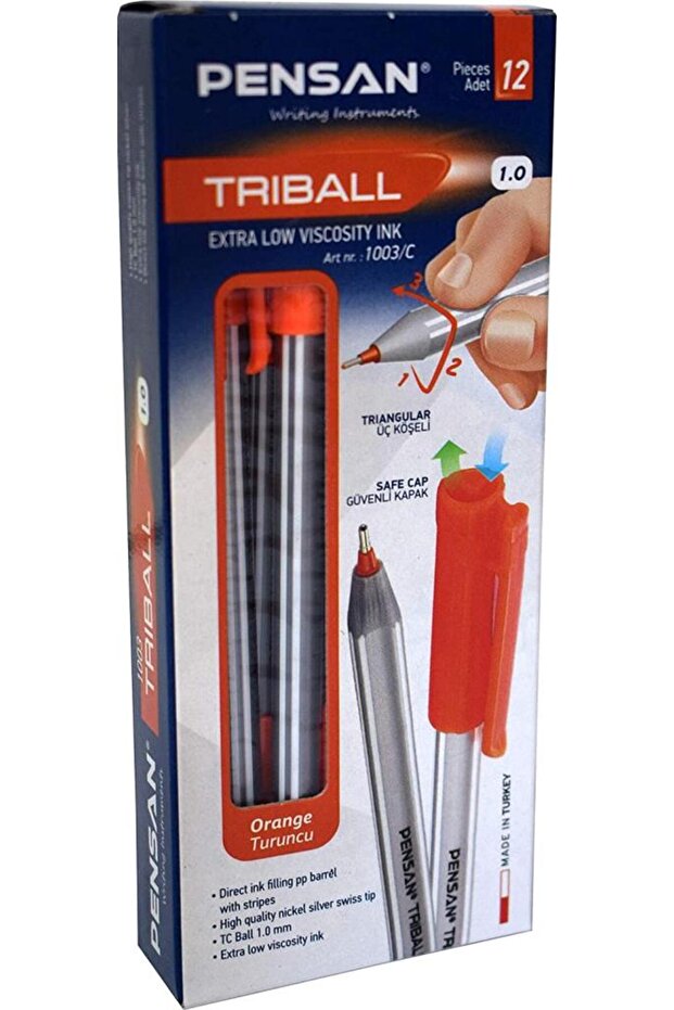 Ballpoint Pen Triball 1.0 mm Ball Tip Orange Orange Pe01003Tkor (Pack of 12)
