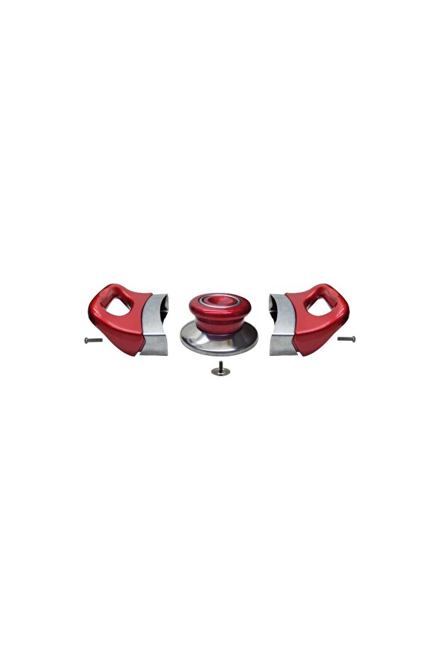 Kırmızı Tencere Tava Yan Kulpları ve Kapak Kulpu Seti - 4 Set - 2