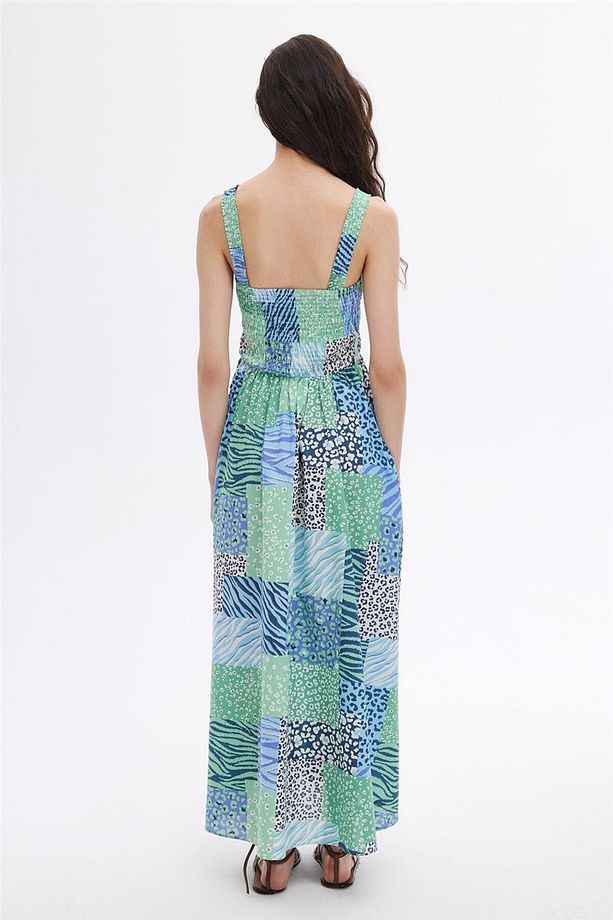 Mint Gipe Detaylı Midi Elbise - 5