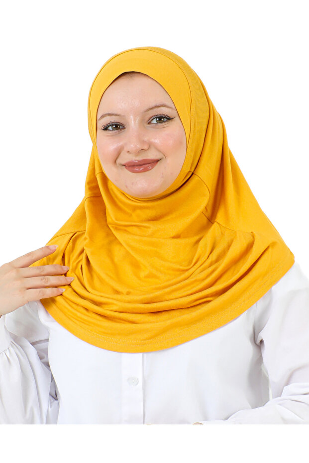 Hazır Giyim Türban Yumuşak Başörtü Şal - Sarı - 4