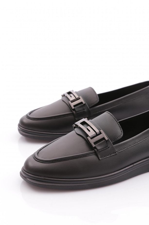 Kadın G Metal Tokalı Loafer Ayakkabı Siyah Napa 1092173 - 4