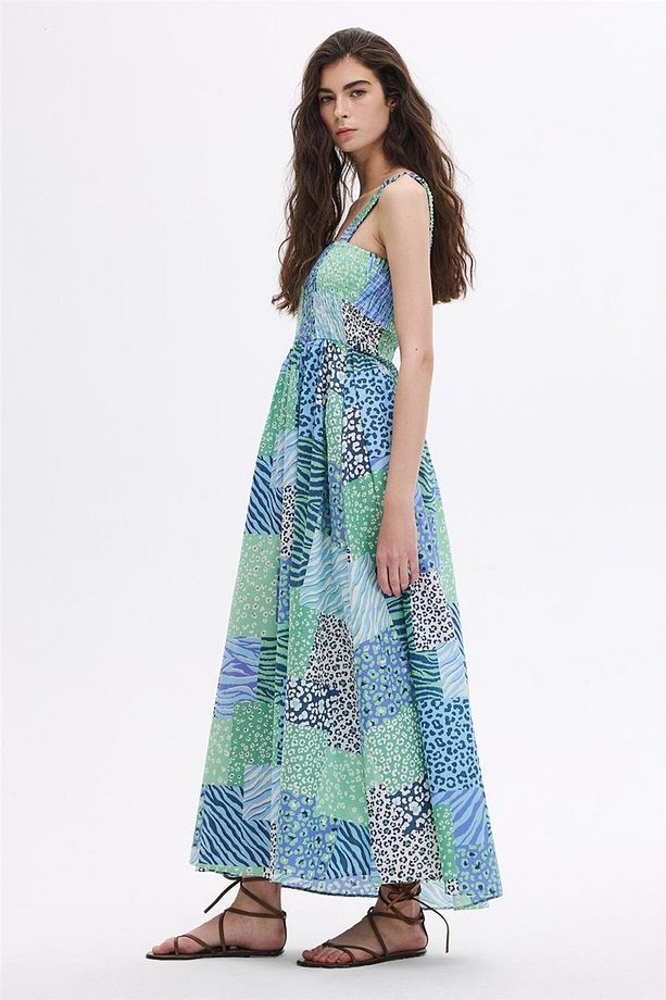Mint Gipe Detaylı Midi Elbise - 2