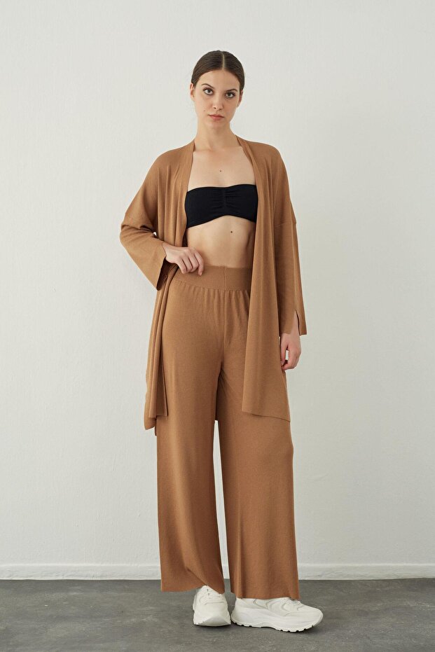 Camel Düz Yakalı Basic Triko Hırka - 3