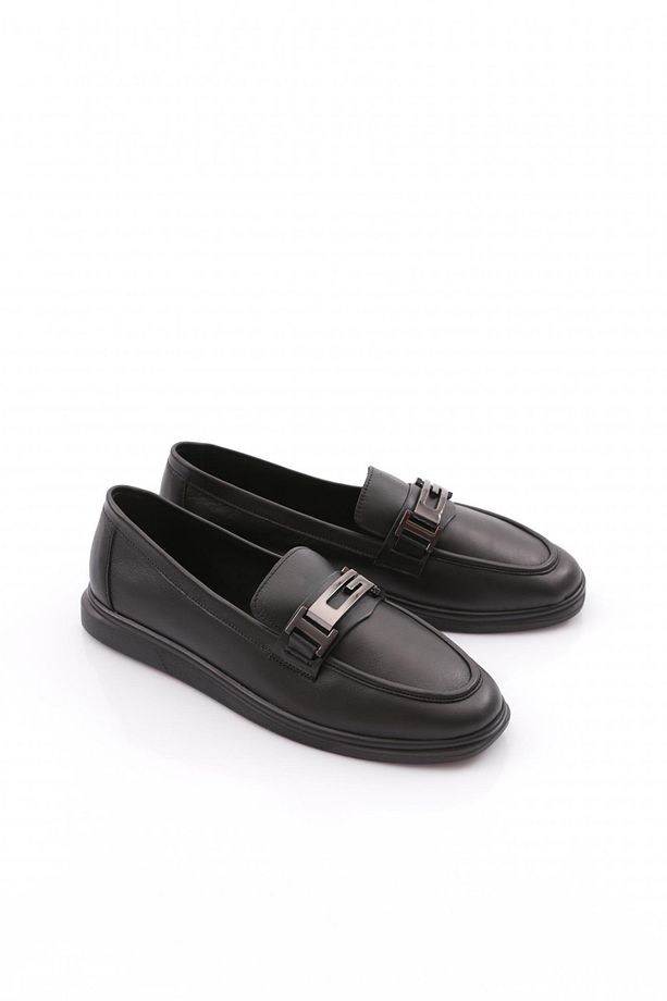 Kadın G Metal Tokalı Loafer Ayakkabı Siyah Napa 1092173 - 2