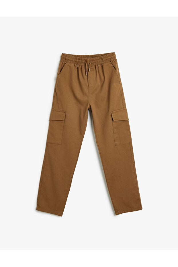Cargo Pants with Tie Waist and Flap Pocket Detail