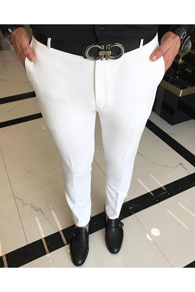 Slim Fit Trousers Ecru T4813