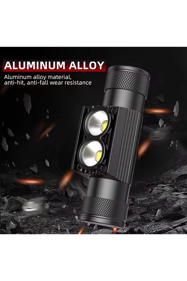 Kafa Feneri Şarjlı Mıknatıslı Lityum Lion Pilli 1200 Lümen Cob Led Kafa Lambası Çalışma Lambası - 4
