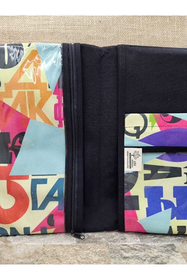 Cubic Letters Patterned Organizer & Tablet Case - 4