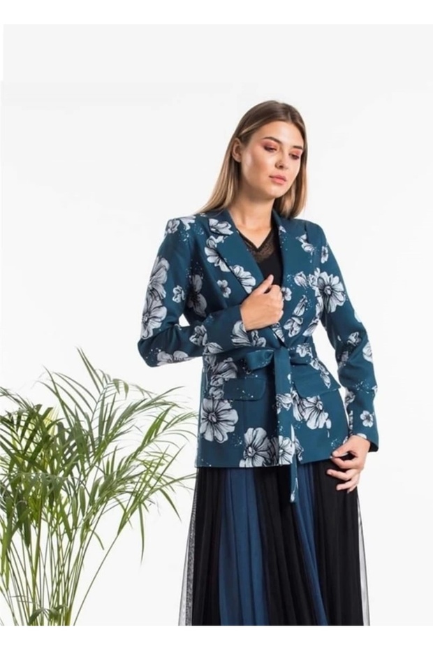 Combinație Jachetă și Rochie 535-PETROL - 2