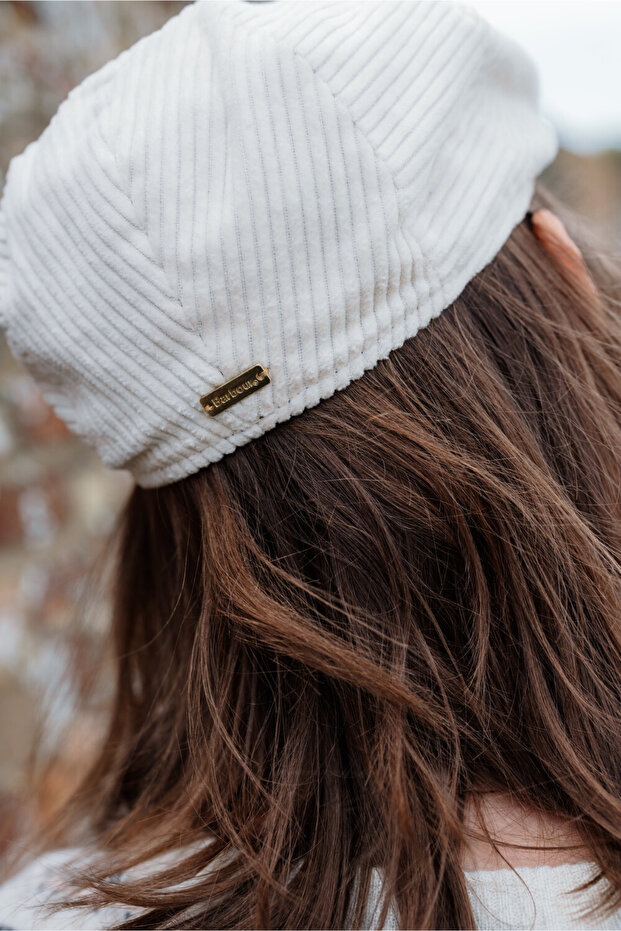 Kadın Craster Cord Flat Şapka Cr11 Eggshell - 3