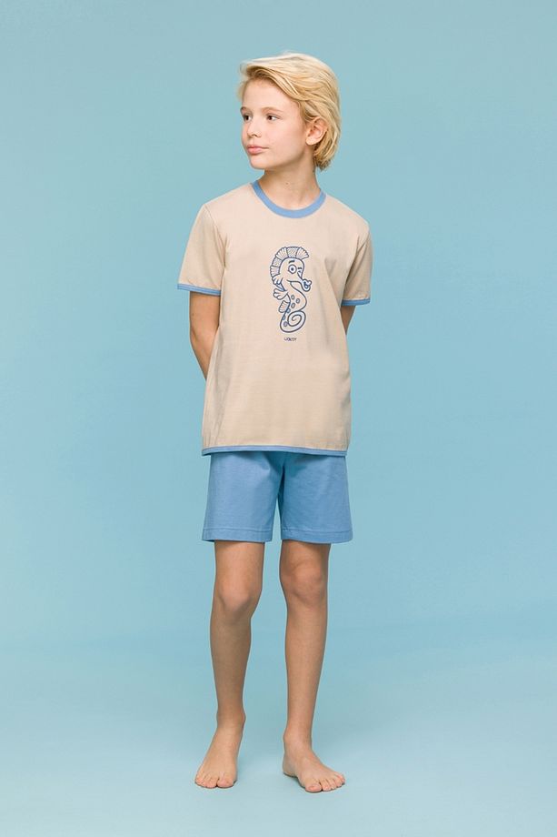 10-16 Yaş Erkek Çocuk Pijama-Psu - 210-Koyu Ekru - 1