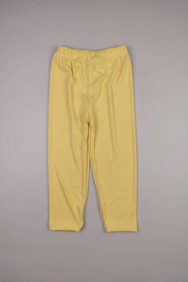 5 Ekle 4 Öde Mevsimlik Kiz Bebek Esnek Fitilli Pamuk Polyester Düz Tayt Tek Alt Pantolon Pijama14936 - 1