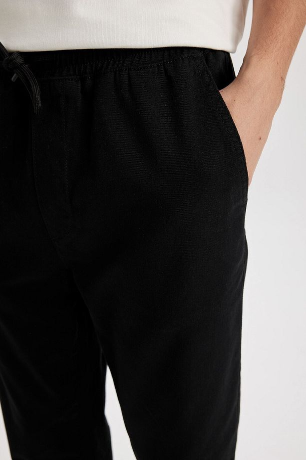 %100 Pamuk Jogger Gabardin Pantolon Beli Regular Fit Bağcıklı Lastikli Paça D5927ax24au - 5