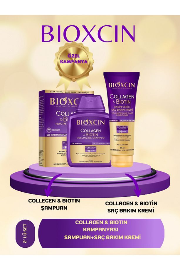 Collagen & Biotin Hacim Şampuanı 300 Ml + Saç Kremi 250 Ml 2'li Set - 1