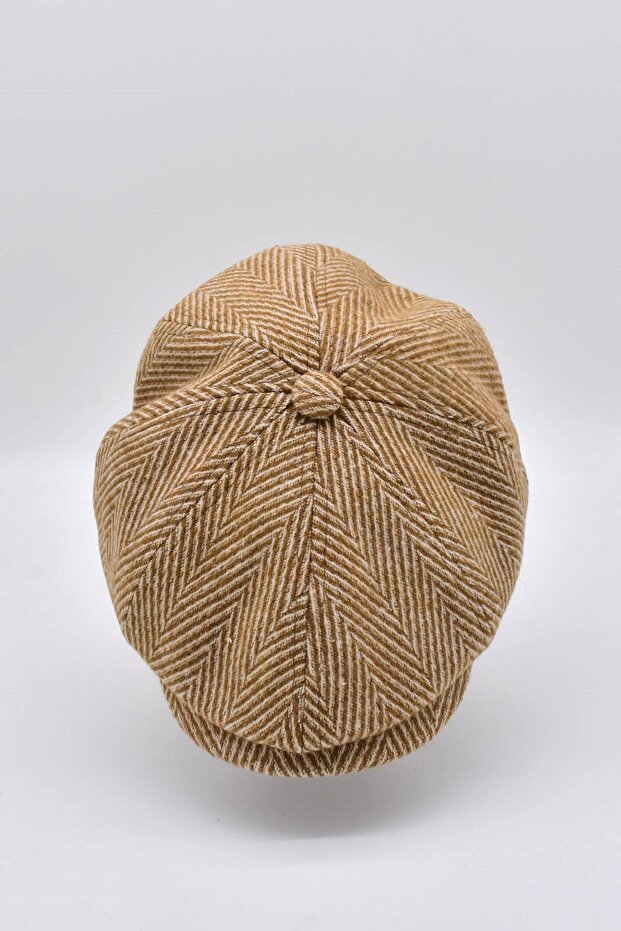 Men's Zigzag Patterned 8 Piece Woolen British Cap Hat - 3