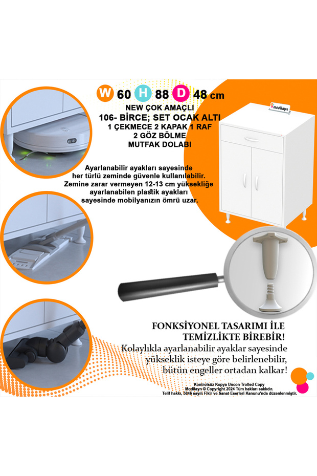 Birce Set Altı Dolap Beyaz - 6