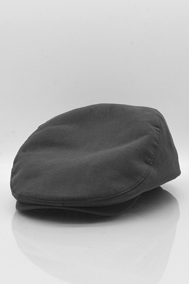 Men's Black Cap Linen Summer Flat Cap Hat