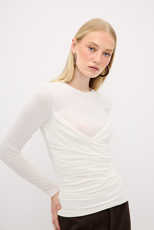 Büzgülü Örme Bluz - 5