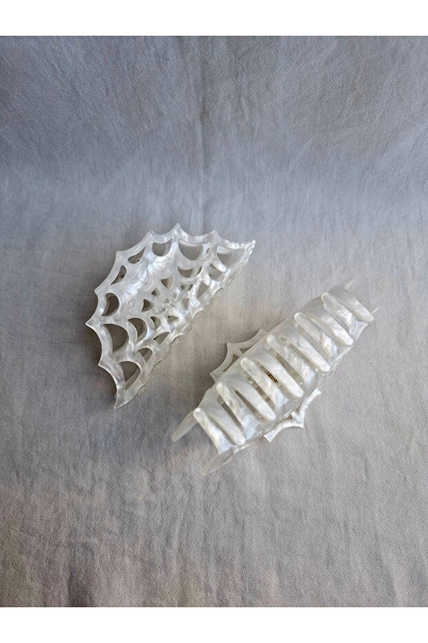 White Mesh Patterned Pearl Bone Latch Buckle Large Size