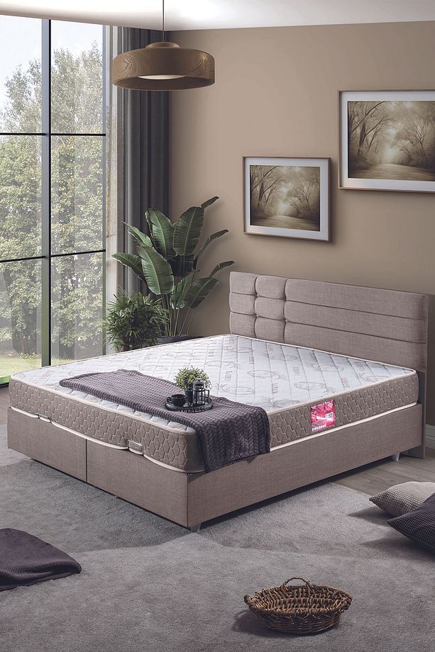 Viyana Çift Kişilik Baza Başlık Letto Yatak Seti Kahve - 1