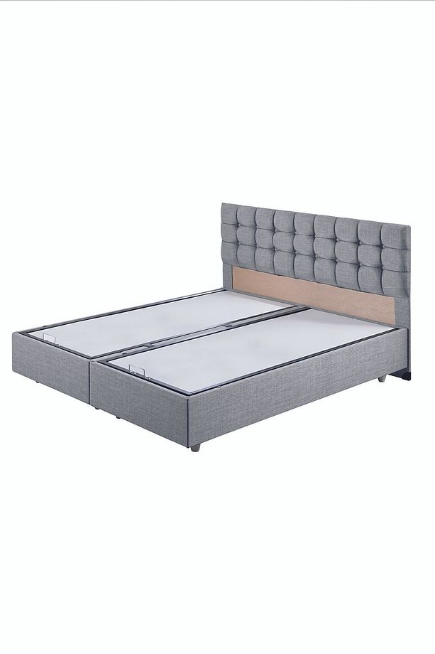 Venedik Çift Kişilik Baza Başlık Letto Yatak Seti Açık Gri - 3