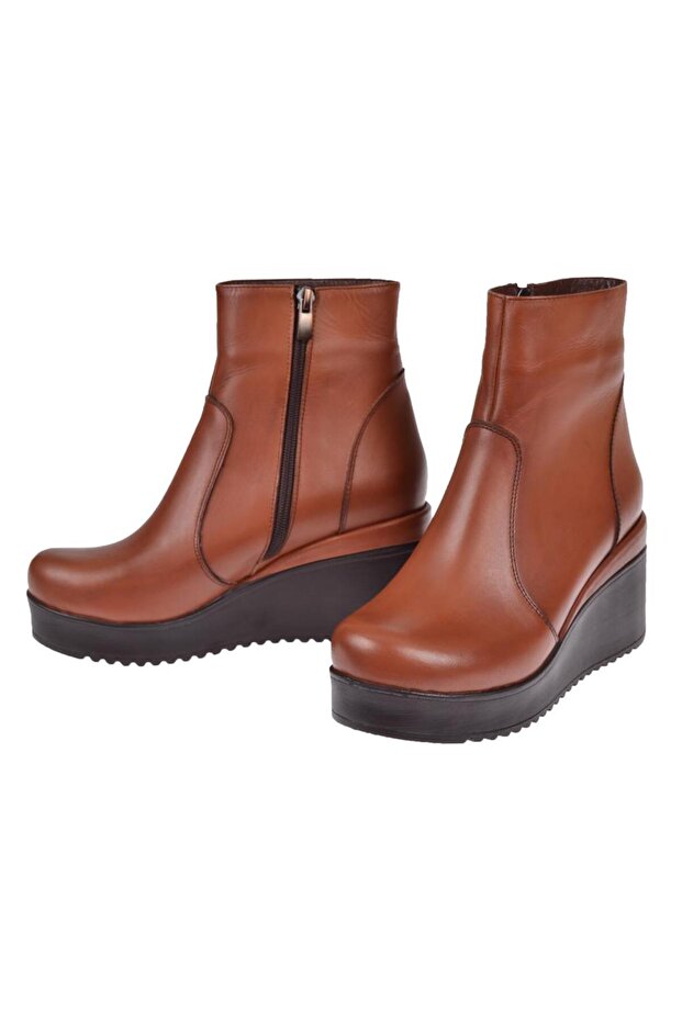 Hakiki Deri Dolgu Taban Kadın Bot AYK-300 TABA - 4