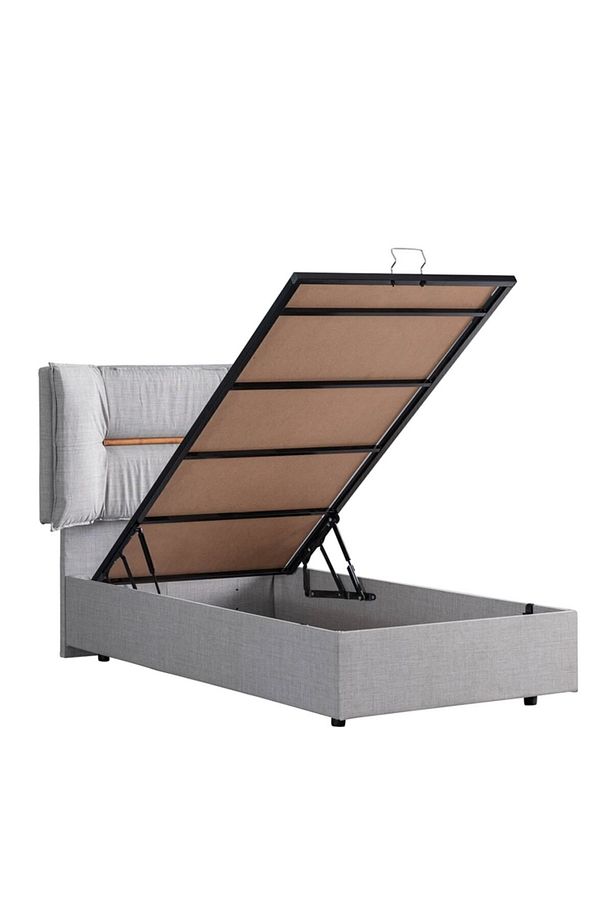 Lizbon Tek Kişilik Baza Başlık Comfort Yatak Seti, Açık Gri - 5